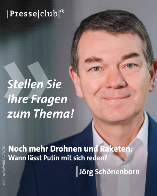 Stellen Sie Ihre Fragen zum Thema! "Noch mehr Drohnen und Raketen: Wann lässt Putin mit sich reden?" Moderation: Jörg Schönenborn