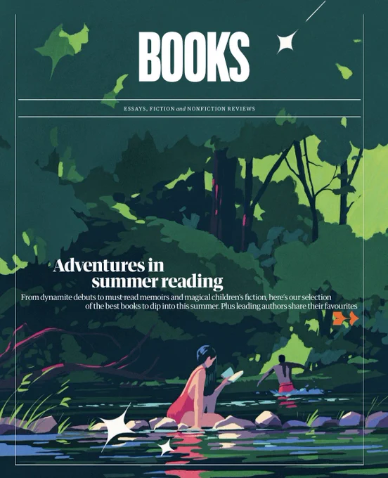 Cover of Guardian’s Books section. Issue is titled ‘Adventures in summer reading’: ‘From dynamite debuts to must read memoirs and magical children's fiction, here's our selection of the best books to dip into this summer. Plus leading authors share their favourites’