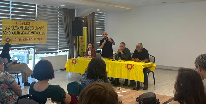 Eğitim Sen Genel Başkanı Kemal Irmak, Bolu Şubemizin düzenlediği “15-16 Haziran Büyük İşçi Direnişi, Sendikalar ve Sınıf Mücadelesi” paneline katılarak sürece dair görüşlerimizi paylaştı.
