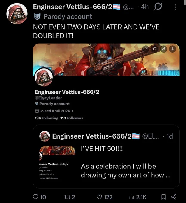 Some trans attention hag degenerate co-opting the Adeptus Mechanicus and probably making smut content about something that is supposed to be grimdark and not sexual by any means.