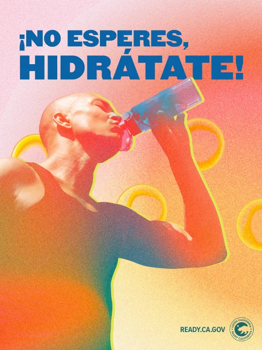 Text reads: !No esperes, hidrátate!

ready dot C A dot G O V