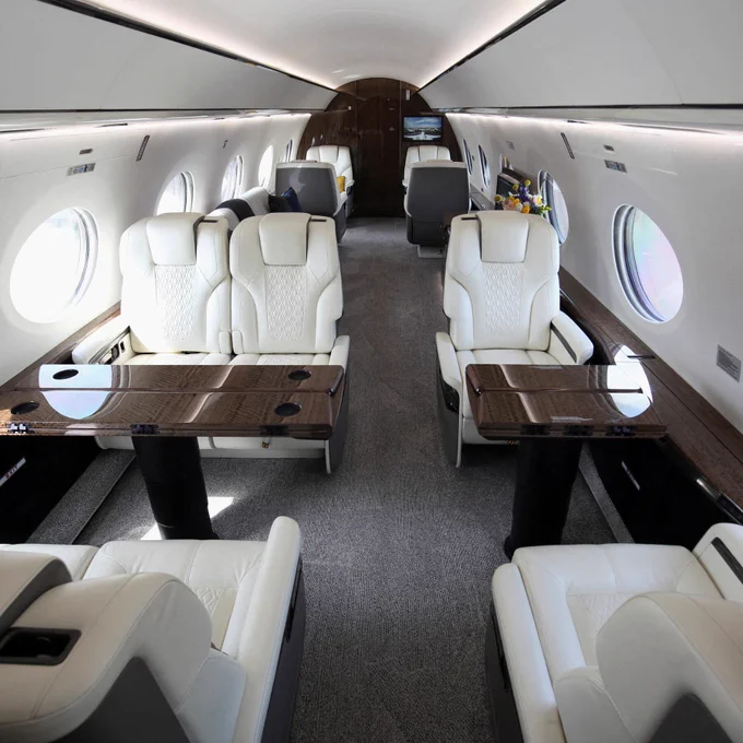 Interior of a Gulfstream jet that DHS bought under Kristi Noem