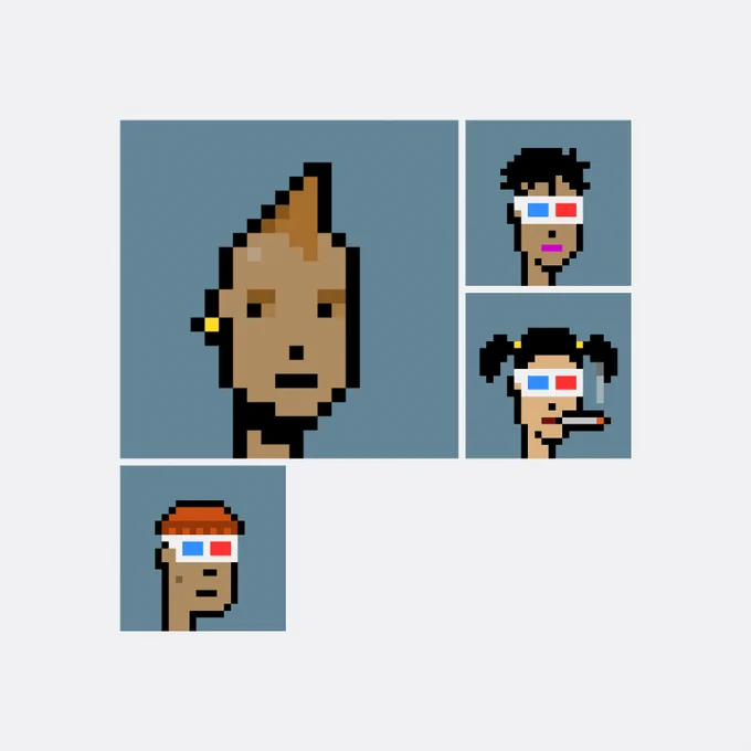 Grid of 0xb552…6661's 4 CryptoPunks, with 1 newly acquired punk enlarged.