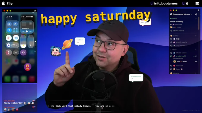 bob pointing to a planet emoji with the text 'happy saturnday'