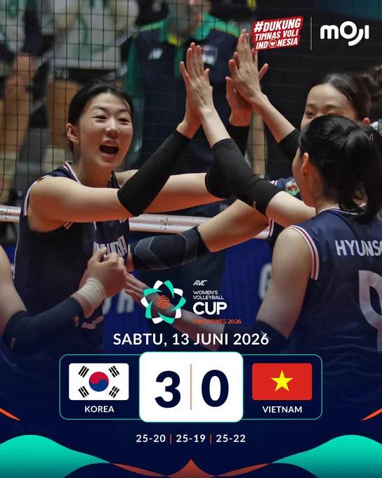 Exciting moment as the Korean volleyball team celebrates their victory over Vietnam at the AVC Women's Volleyball Cup 2026.