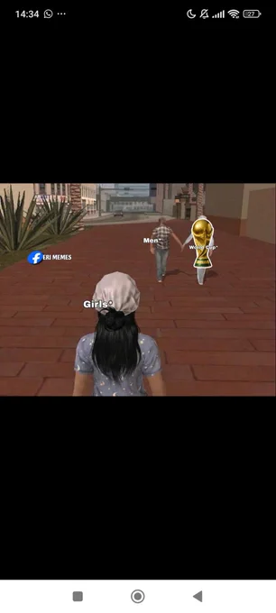 A humorous meme depicting a girl observing a man walking away with a trophy labeled 'World Cup'. The scene parodies the classic 'distracted boyfriend' meme style popular in internet culture.