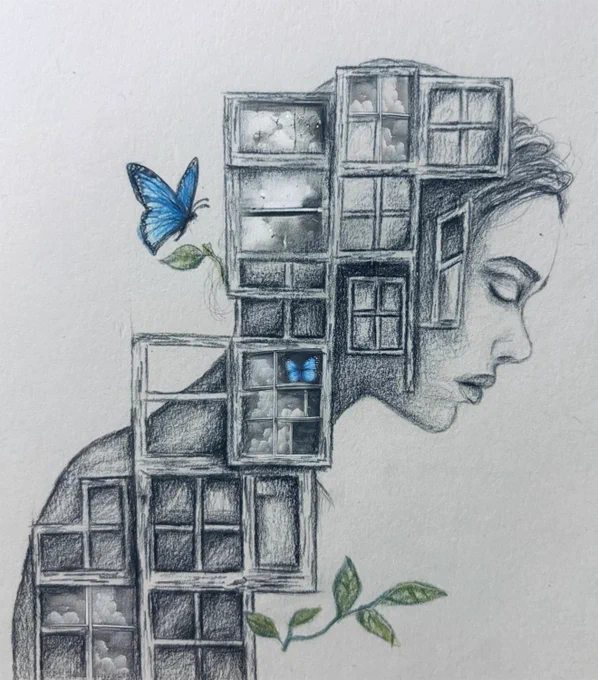 For a while now, I’ve felt like there’s a city living inside me windows that open onto memories, longing, silence, and hope.  Each frame holds a different piece of who I am. Yet among all these quiet rooms, a butterfly still flutters, a branch still finds its way to bloom, and a light still remains, gently calling me forward.