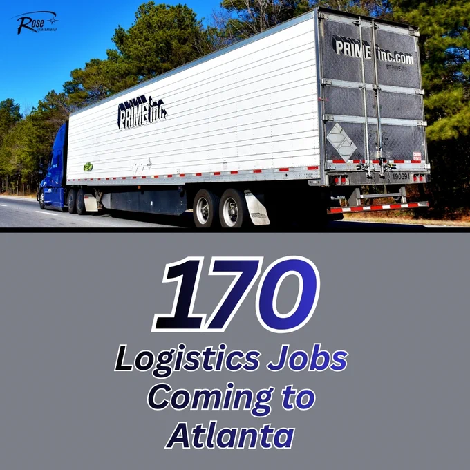 Rose International shares an image that reads “170 Logistics Jobs Coming to Atlanta.”