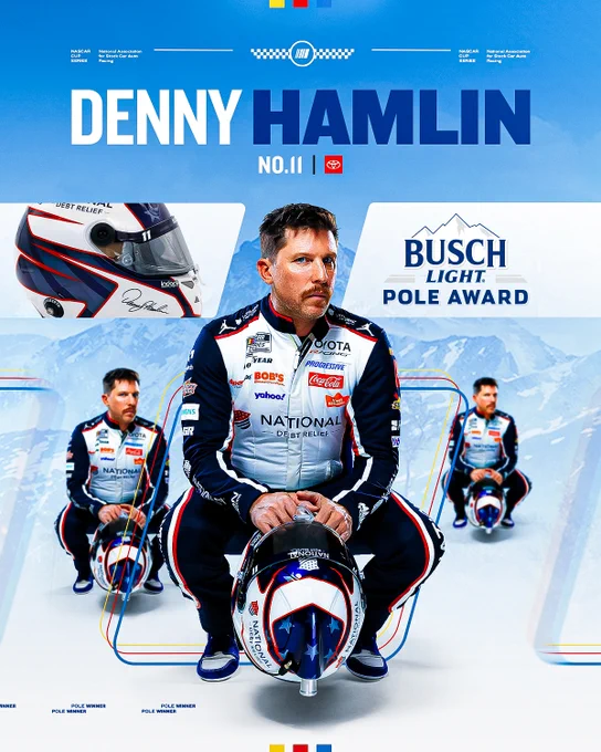 Busch Light Pole winner graphic for Denny Hamlin.