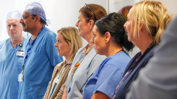 Healthcare staff at Omagh Hospital and Primary Care Complex. 