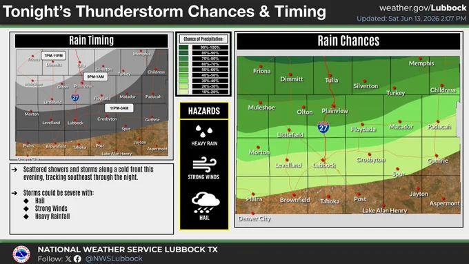This graphic shows the precipitation chances and timing for tonight.