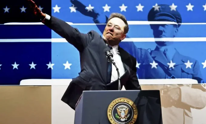 Elon Musk doing Hitler salute.