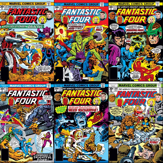 Fantastic Four #175-180 cover dated October 1976-March 1977.
