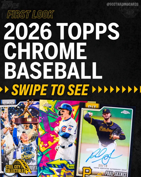 Here's your FIRST LOOK at 2026 Topps Chrome MLB Baseball 👀