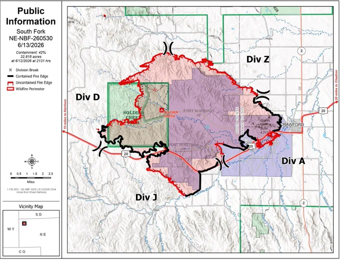 Public Information Map for the South Fork Fire in both Dawes and Sioux Counties in Nebraska. 

SOURCE LINK: https://www.facebook.com/photo/?fbid=122111061975346130&set=pcb.122111062353346130