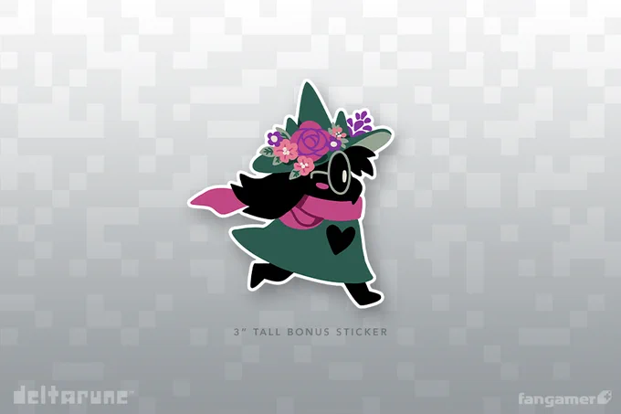 Ralsei sticker design in which his hat is covered in flowers.