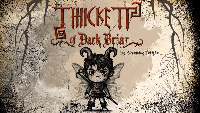 Thickett, a small forest fairy from Dark Briar, stands quietly among tangled vines and soft glowing light, as if listening to the forest itself breathe.