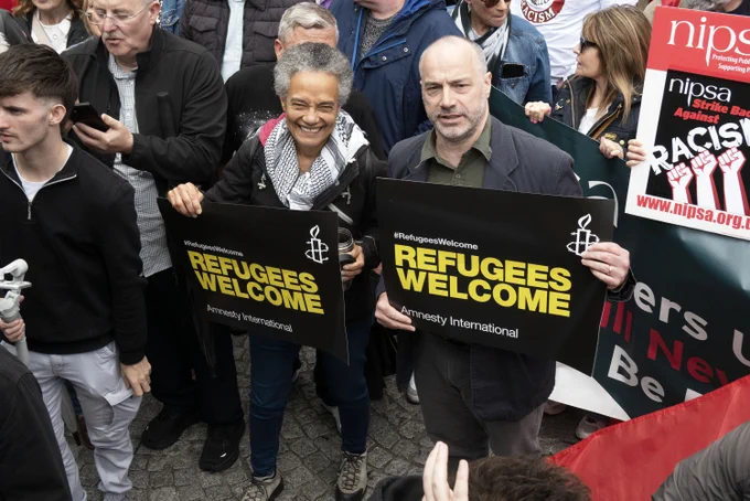 Belfast at its best today with thousands showing solidarity at Anti-racism Rally In front of Belfast City Hall. Belfast & District NUJ branch members joined other trade unions, community groups, women's groups, ethnic minority groups, politicians and Belfast’s new Lord Mayor.