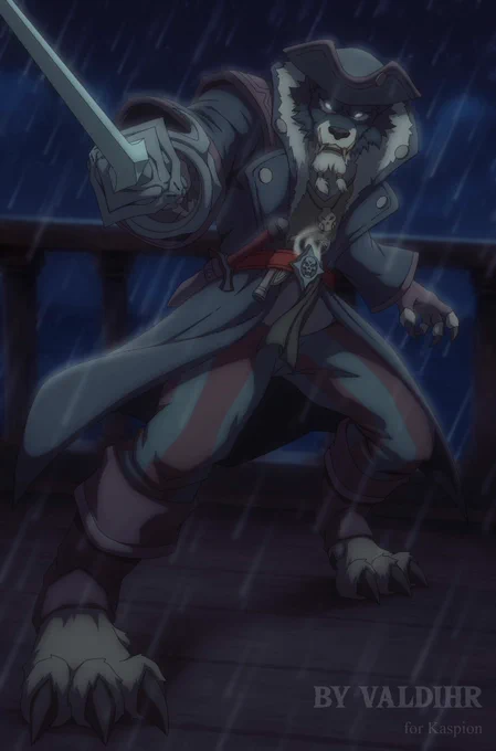Anime illustration of a worgen swashbuckler - World of Warcraft.