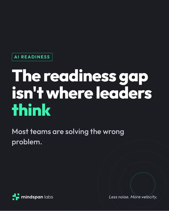 Mindspan Labs cover card. The AI readiness gap is not where leaders think it is. Most teams are solving the wrong problem.