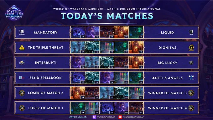 An image showcasing the daily matches and matchups for the MDI Season 1 Finals.