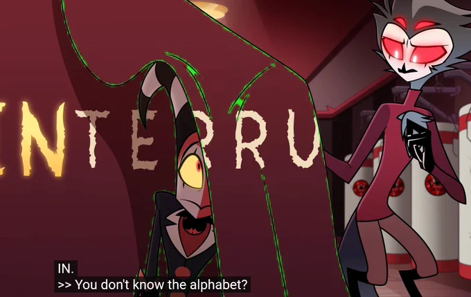 stolas asking blitz (in short 12 - training video) for confirmation that he doesn't know the alphabet