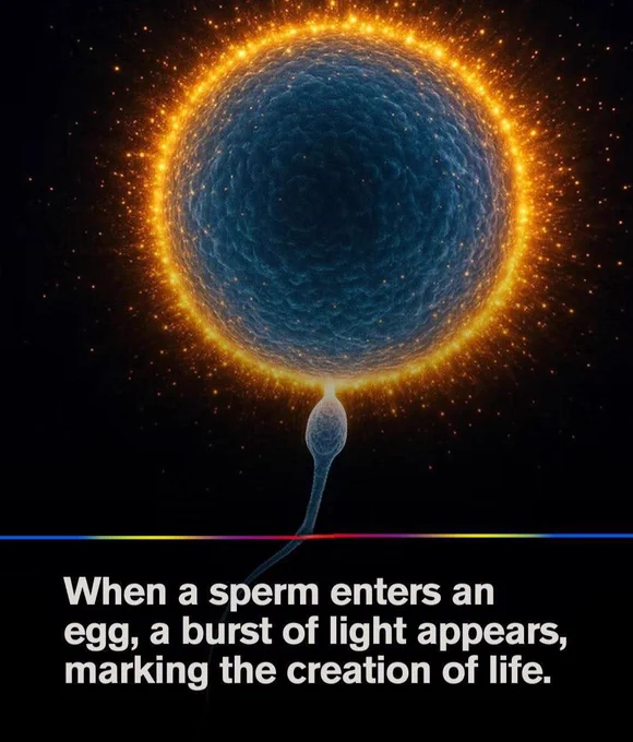 Scientists have discovered that when a sperm fertilizes an egg, the moment is marked by a tiny flash of light known as a zinc spark. This glow comes from the egg releasing zinc ions that create a brief shimmer only visible under powerful microscopes. First seen in mice and later in human eggs, the zinc spark is considered a sign that fertilization has succeeded. It offers a rare look at the instant life begins, captured in a microscopic burst of light.