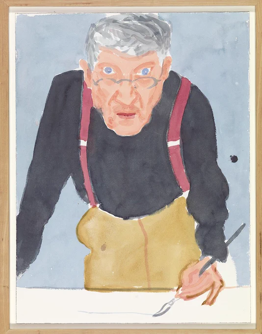 Self Portrait with Red Braces, 2003, watercolor on paper