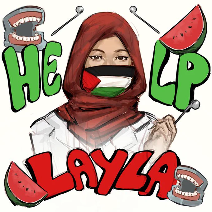 #artwork of a dent@l student in Gaza needs ur help to complete her education and training!
