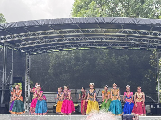 Asian Bollywood dancers on stage