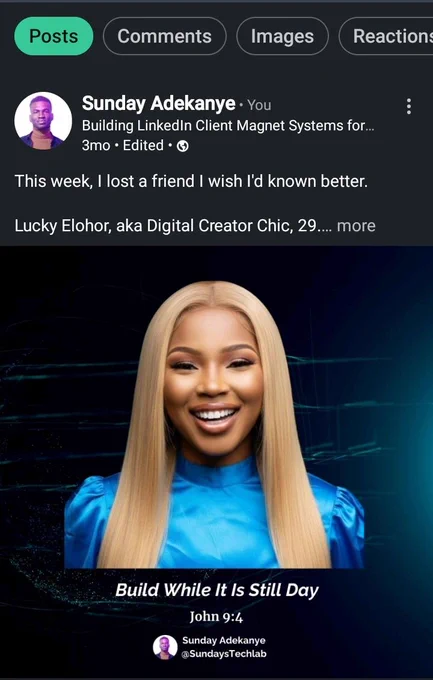 Slide 1 of 4 detailing my February Post about Lucky Elohor and showing her Face.