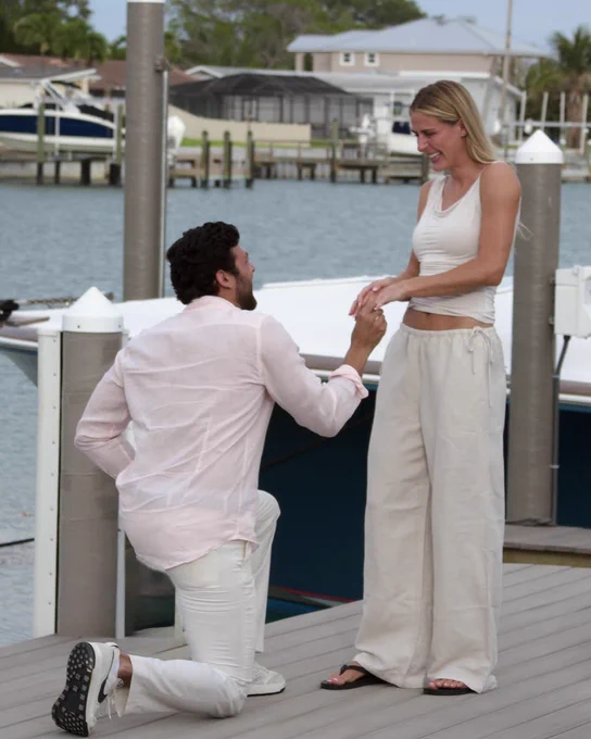 Tristan on a knee proposing to Haley