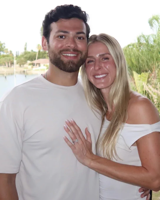Haley and her fiancé Tristan after he proposed to her