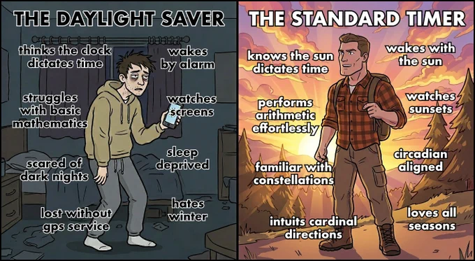 Meme - The daylight saver vs. the standard timer