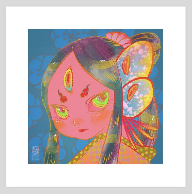 A vibrant colorful digital illustration of a butterfly girl with a rich colorful palette and Japanese traditional style art textures