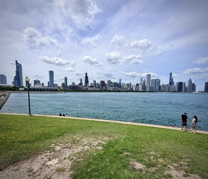 View of the Chicago skyline from the Adler Planetarium.