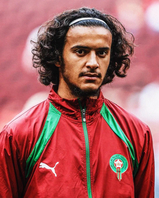 Photo of Ayyoub Bouaddi in a pre-match Morocco jacket.