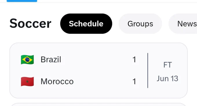 Brazil 1-1 Morocco scores