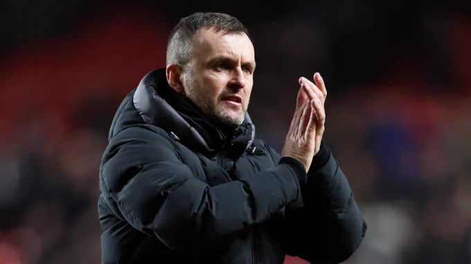 Charlton Athletic boss Nathan Jones applauds following a game at The Valley.
