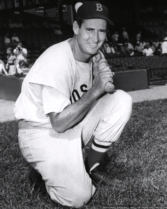 Posed portrait of Ted Williams in a Boston uniform. (National Baseball Hall of Fame and Museum)