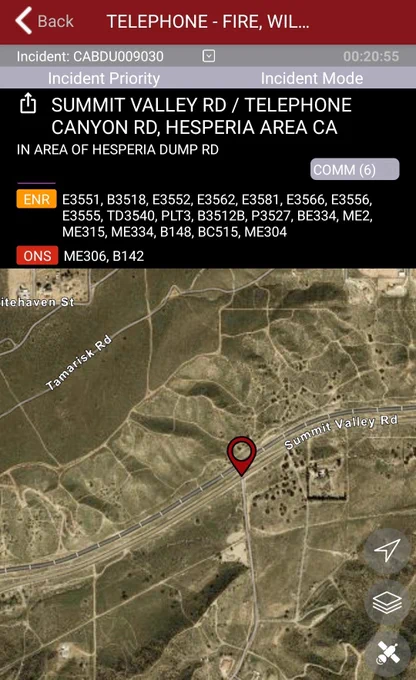 Picture of general fire area and resources assigned