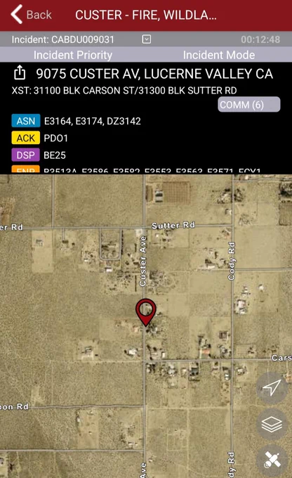 General Fire map with responding resources listed