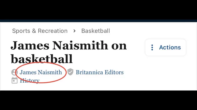 Title of an article reading “James Naismith on basketball”