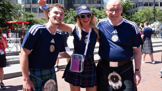 John Swinney with fans at the FIFA fan festival in Boston