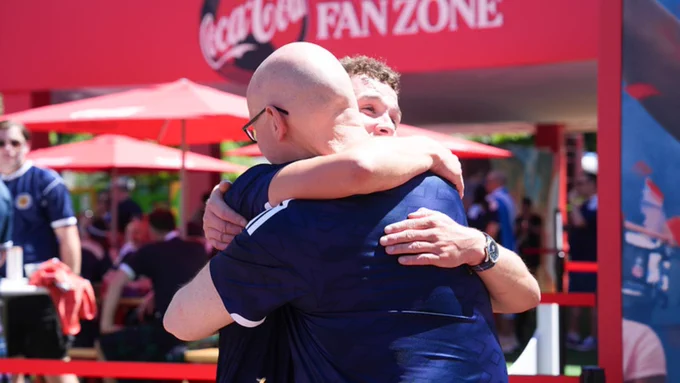 John Swinney with fans at the FIFA fan festival in Boston