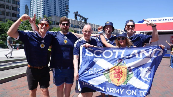 John Swinney with fans at the FIFA fan festival in Boston