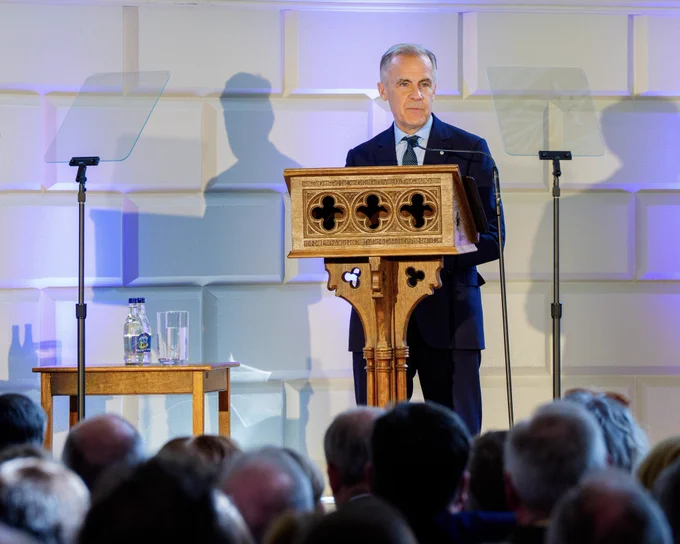 Prime Minister Carney speaks at Trinity College Dublin in Dublin, Ireland.