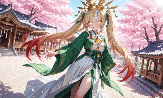 SFW. AI Illustration. AI Generated Artwork. No Nudity. No Suggestive Intent. No Gore. No Violent Intent. Completely Safe. Original Character aged 18 or older. My Original Background: Hero Academy Shrine of the Ancient Sun. Ascension - Ruler. Nephilim of Faith: Solaria. Daughter of Michael(Fides/Faith). 2nd Ascension: The Queen of Yamatai.