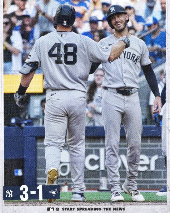 FINAL: Yankees 3, Blue Jays 1. 