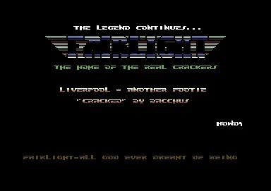 Screenshot of "Liverpool - The Computer Game" - Crack: Fairlight (FLT) - Published by Grandslam Entertainment Ltd. on Commodore 64 (1993)